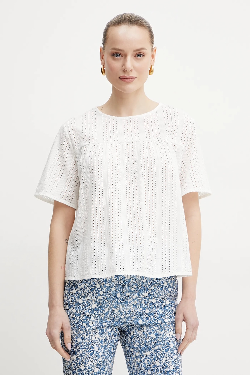 Weekend Max Mara bluza din bumbac femei, culoarea alb, neted, 2515941072600 Weekend Max Mara bluza din bumbac femei, culoarea alb, neted, 2515941072600