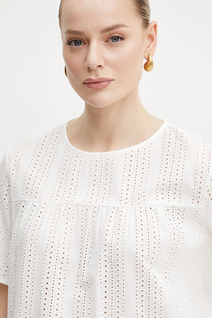 Βαμβακερή μπλούζα Weekend Max Mara γυναικεία, χρώμα: άσπρο, 2515941072600 φωτογραφία