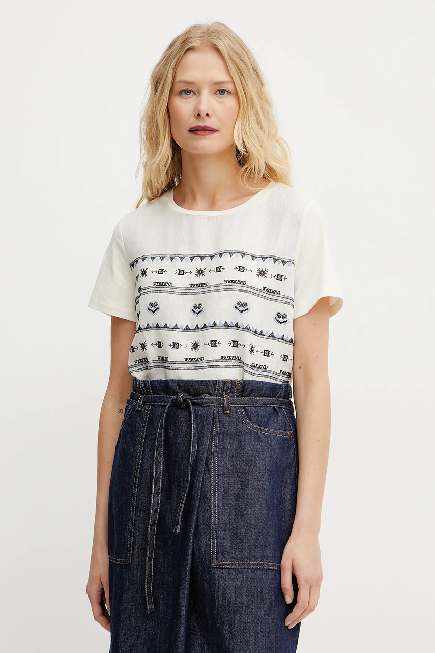 Tričko s příměsí lnu Weekend Max Mara (obrázek 4)