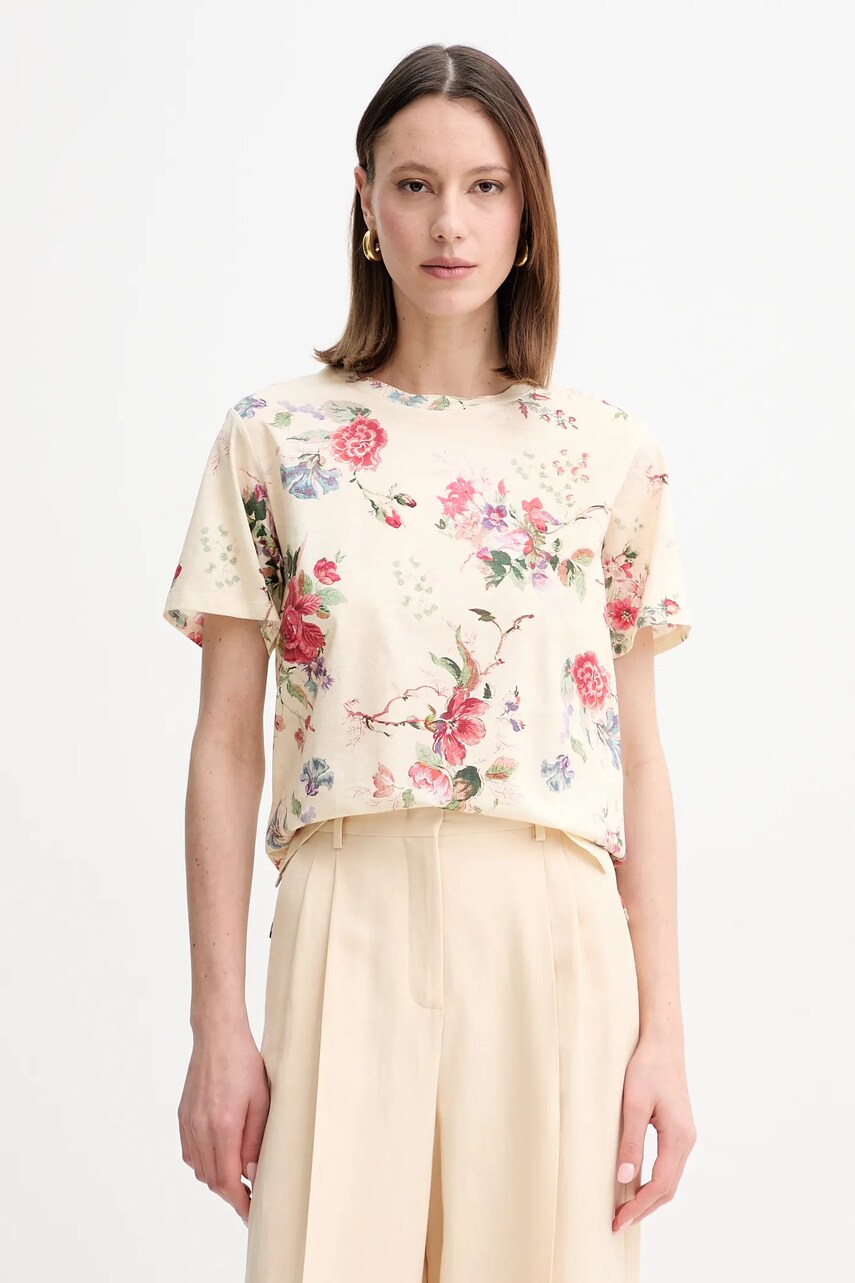 Weekend Max Mara tricou din bumbac femei, culoarea bej, 2515971012600