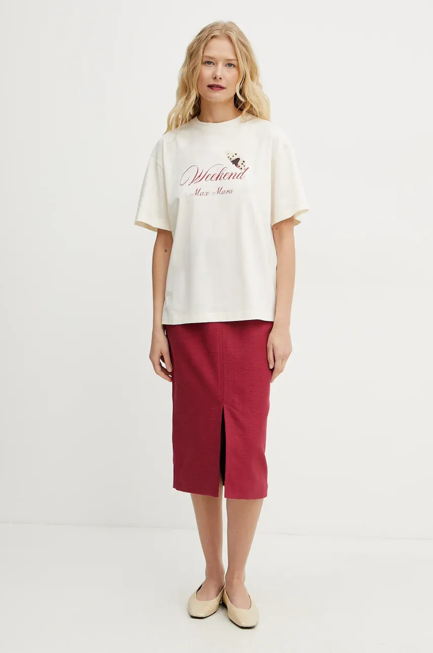 Хлопковая футболка Weekend Max Mara женская цвет бежевый 2515971032600 Хлопковая футболка Weekend Max Mara женская цвет бежевый 2515971032600