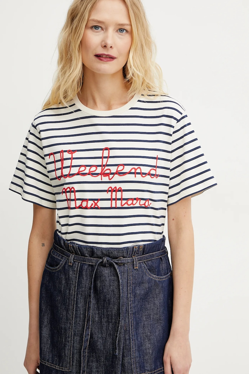 Weekend Max Mara tricou din bumbac femei, culoarea bej, 2515971042600 Weekend Max Mara tricou din bumbac femei, culoarea bej, 2515971042600