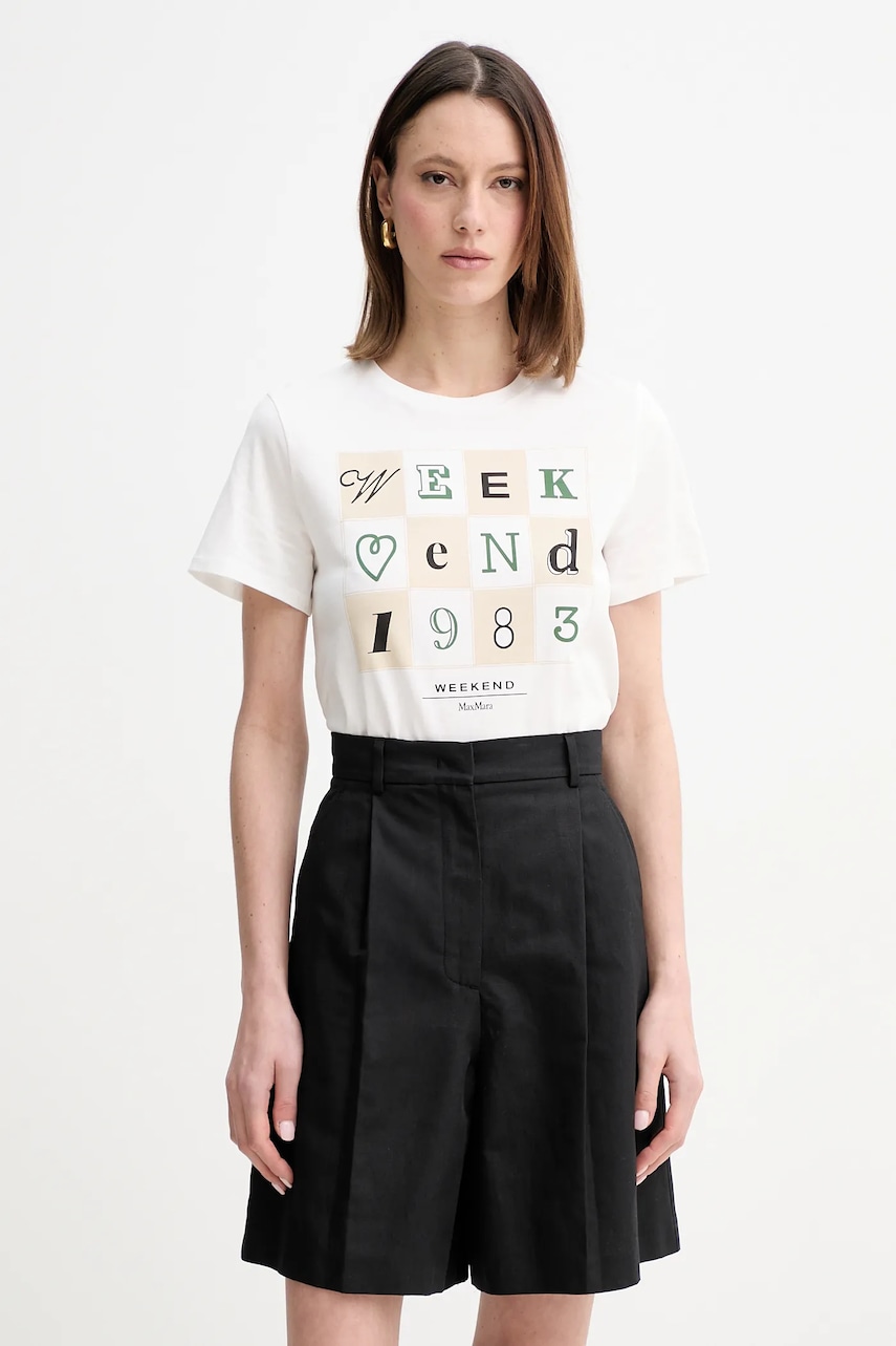 Weekend Max Mara tricou din bumbac femei, culoarea alb, 2515971052600 Weekend Max Mara tricou din bumbac femei, culoarea alb, 2515971052600