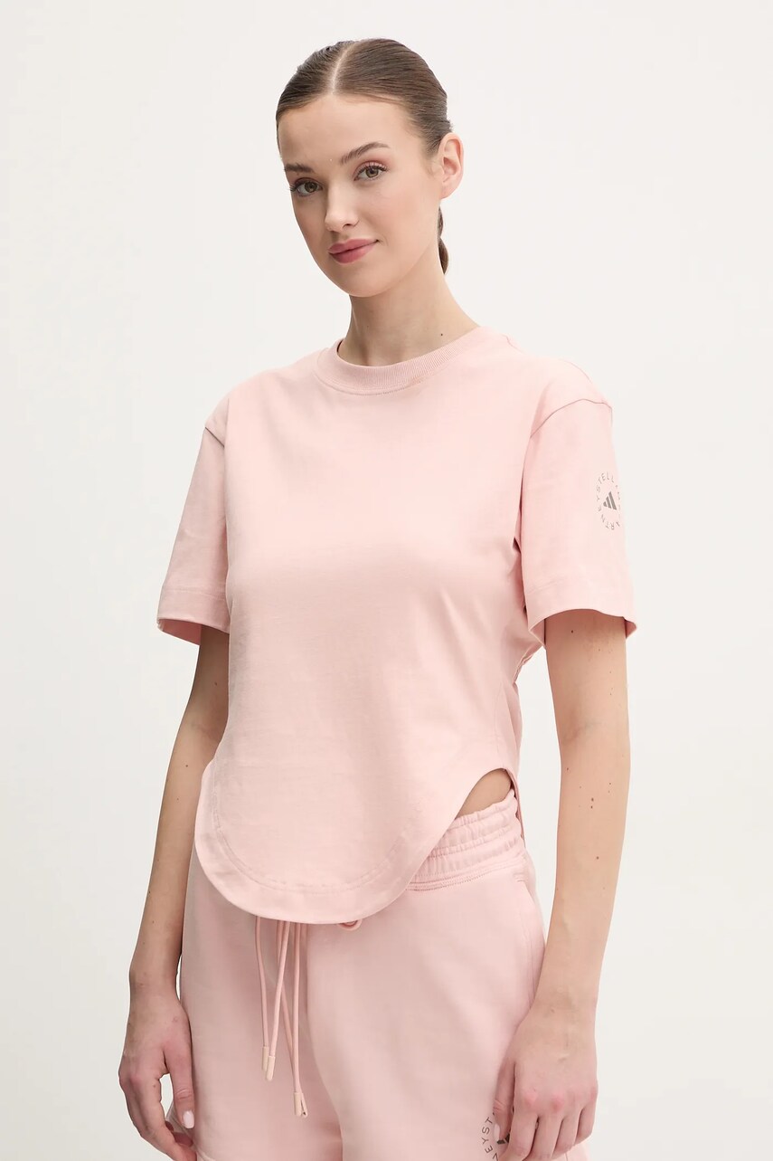 adidas by Stella McCartney tricou din bumbac femei, culoarea roz, JJ2553
