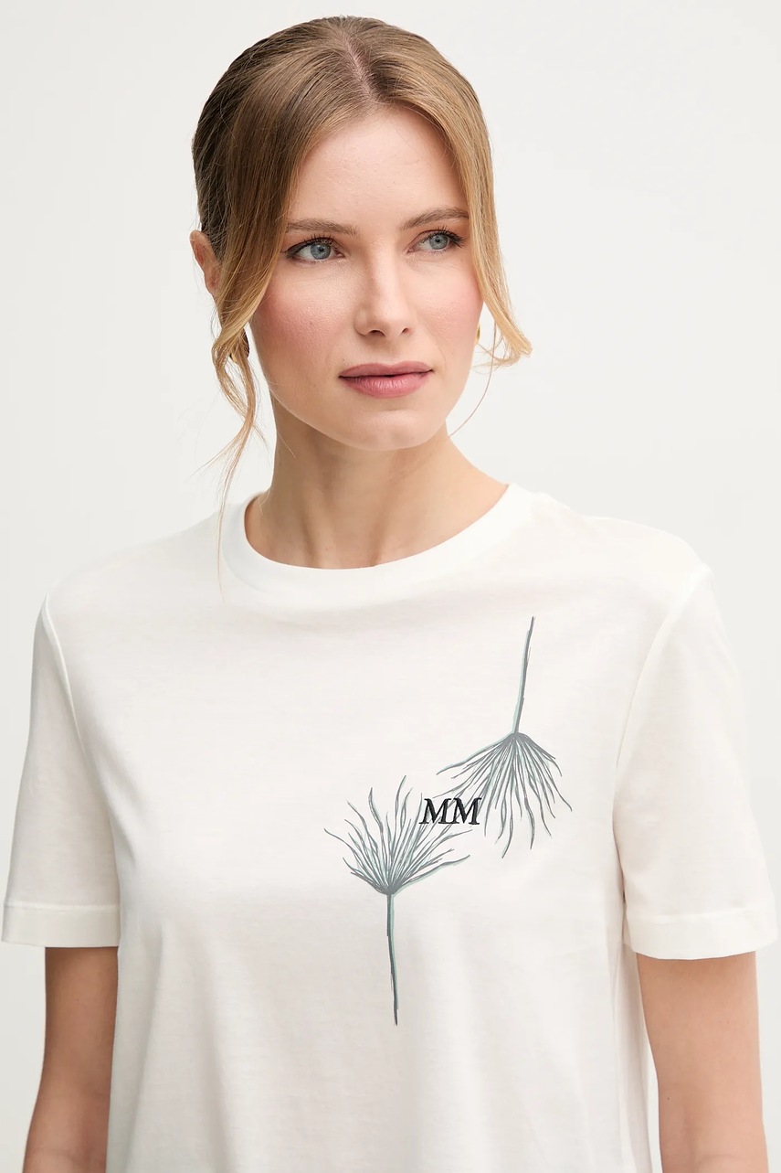 Βαμβακερό μπλουζάκι MM γυναικείο, χρώμα: μπεζ, 2516941038600 φωτογραφία