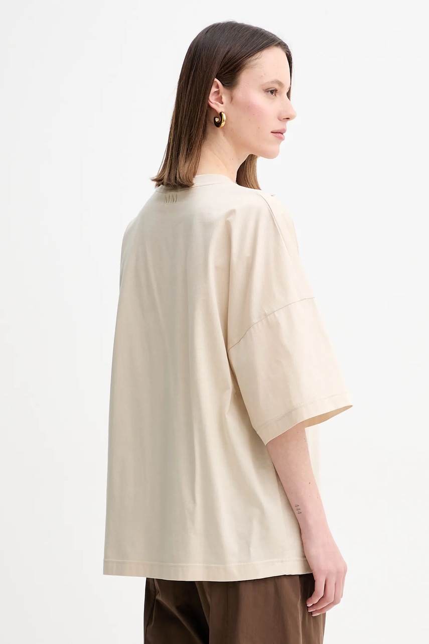 Βαμβακερό μπλουζάκι MM γυναικείο, χρώμα: μπεζ, 2516971018600 φωτογραφία