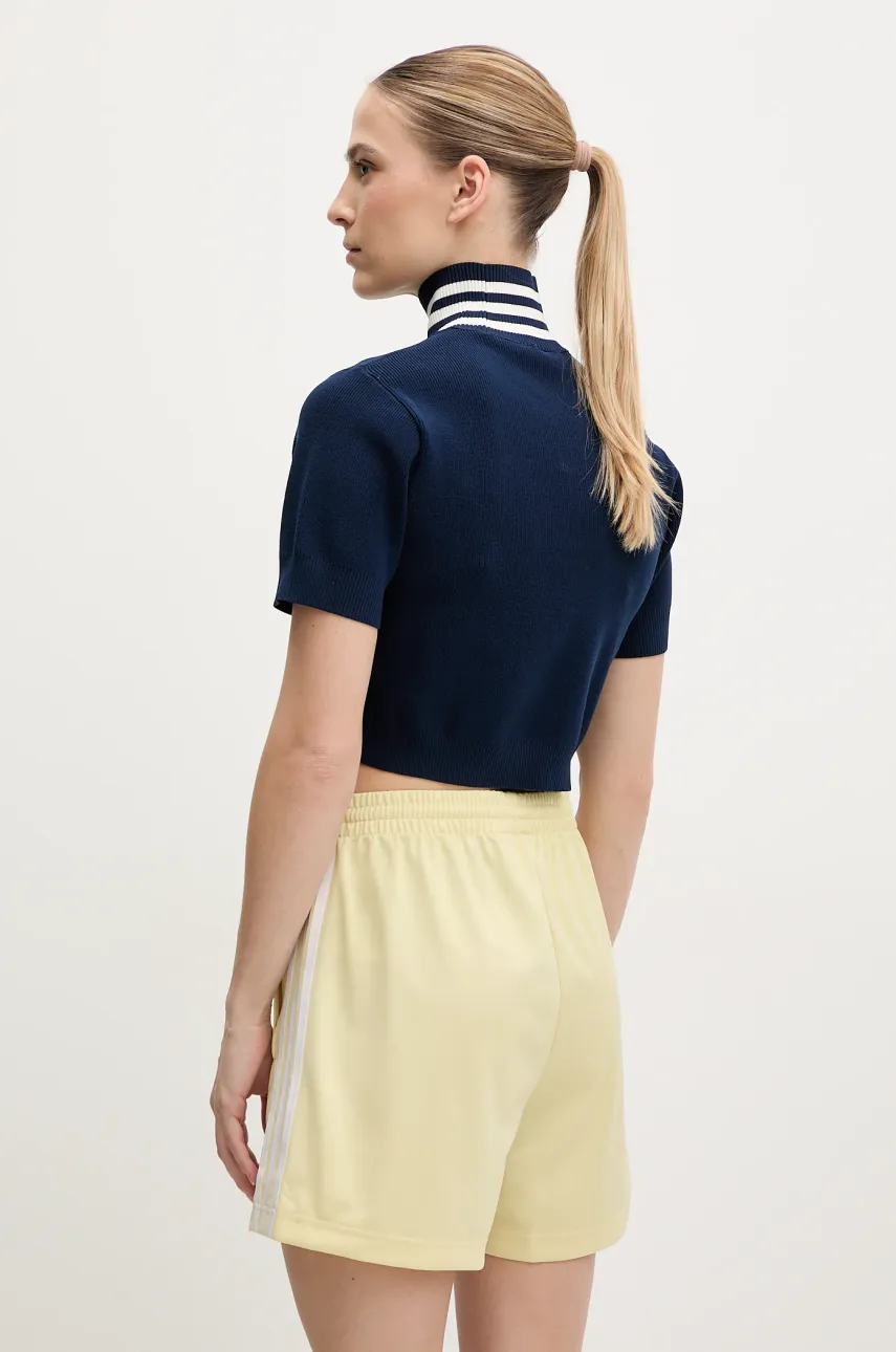 Футболка adidas Originals CROP TURTLENECK женская цвет синий с гольфом JC7680 Футболка adidas Originals CROP TURTLENECK женская цвет синий с гольфом JC7680