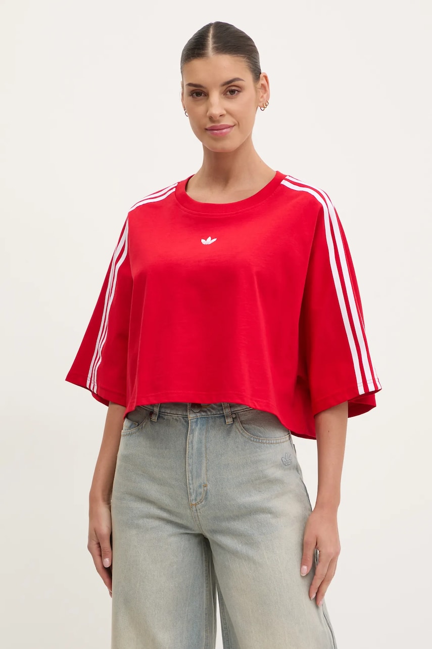 adidas Originals tricou din bumbac BOXY TEE femei, culoarea roșu, JY8885 adidas Originals tricou din bumbac BOXY TEE femei, culoarea roșu, JY8885