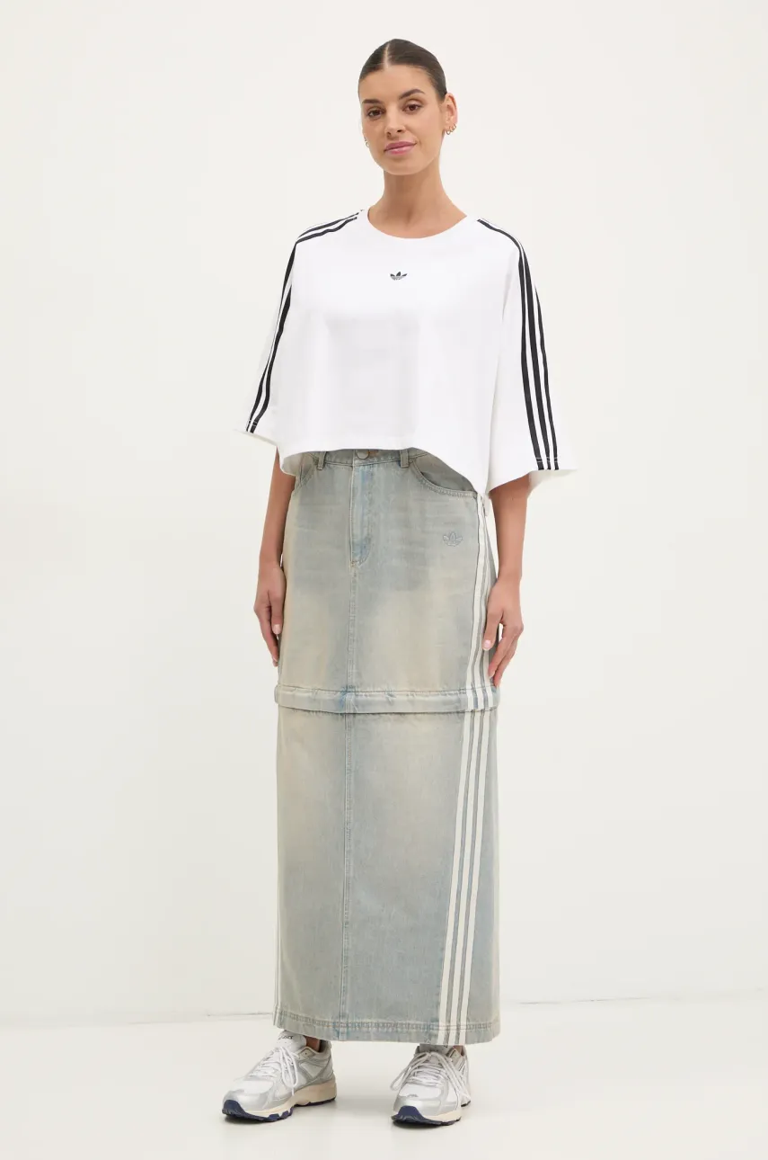 Хлопковая футболка adidas Originals BOXY TEE женская цвет белый JY8886 Хлопковая футболка adidas Originals BOXY TEE женская цвет белый JY8886
