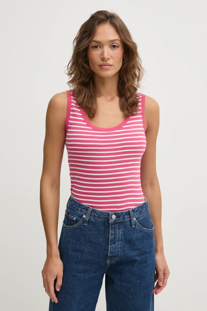 United Colors of Benetton top din bumbac culoarea roz, 30YSDH010