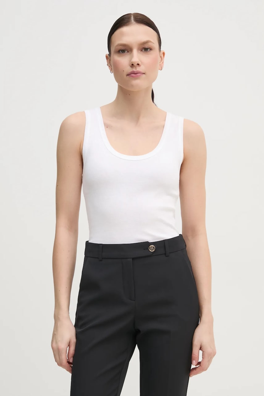United Colors of Benetton top din bumbac culoarea alb, 3GA2DH010