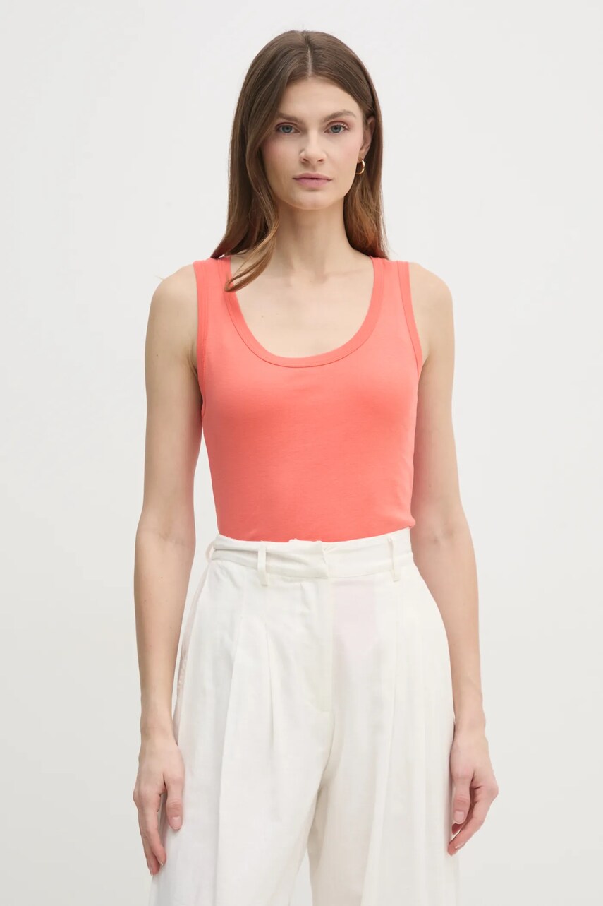 United Colors of Benetton top din bumbac culoarea portocaliu, 3GA2DH010