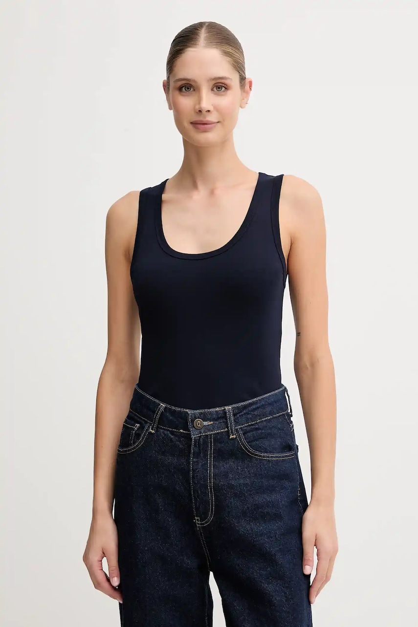United Colors of Benetton top din bumbac culoarea gri, 3GA2DH010