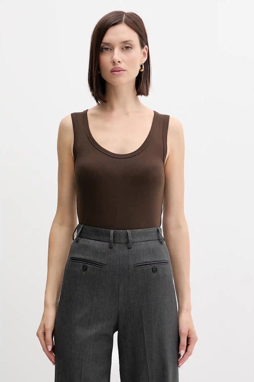 United Colors of Benetton top din bumbac culoarea gri, 3GA2DH010