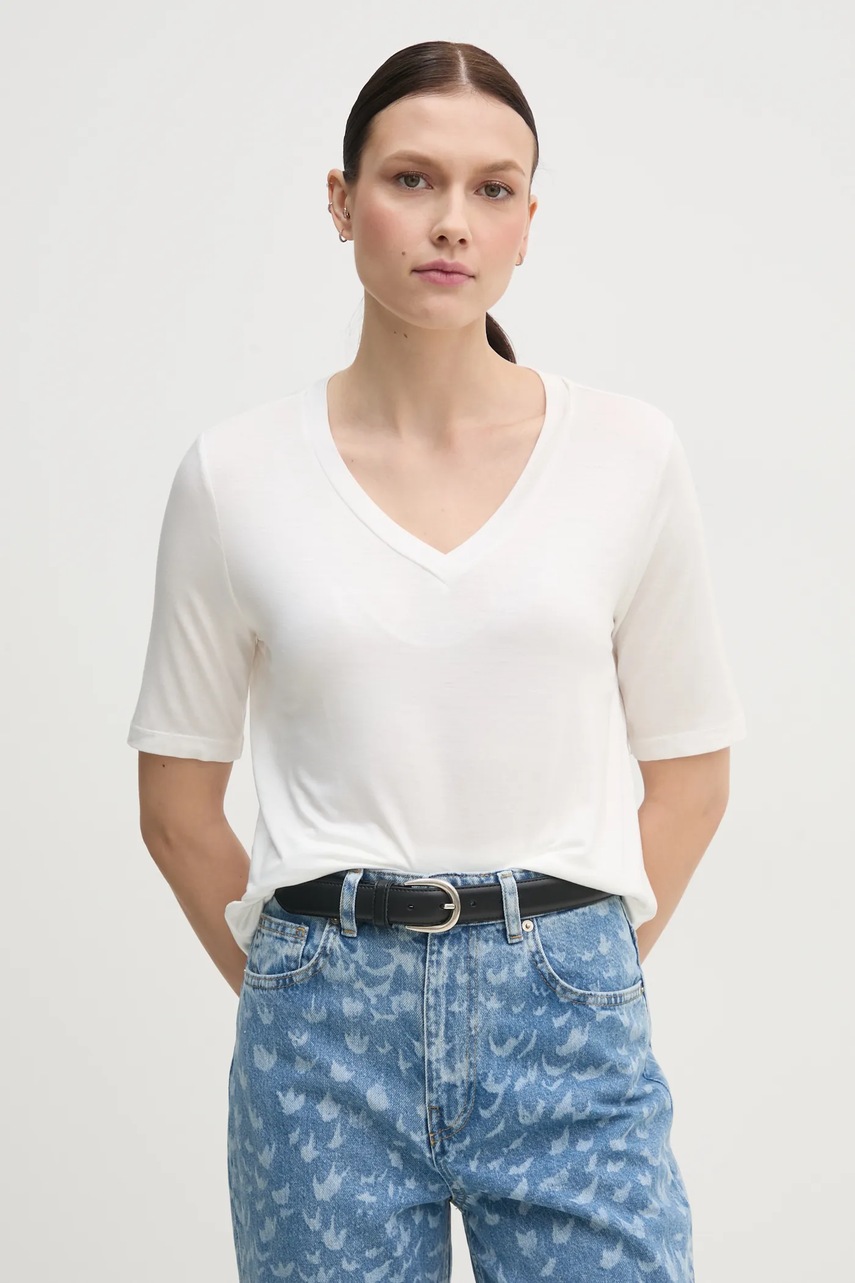 Μπλουζάκι United Colors of Benetton χρώμα: μπεζ, 3Z12D401G φωτογραφία