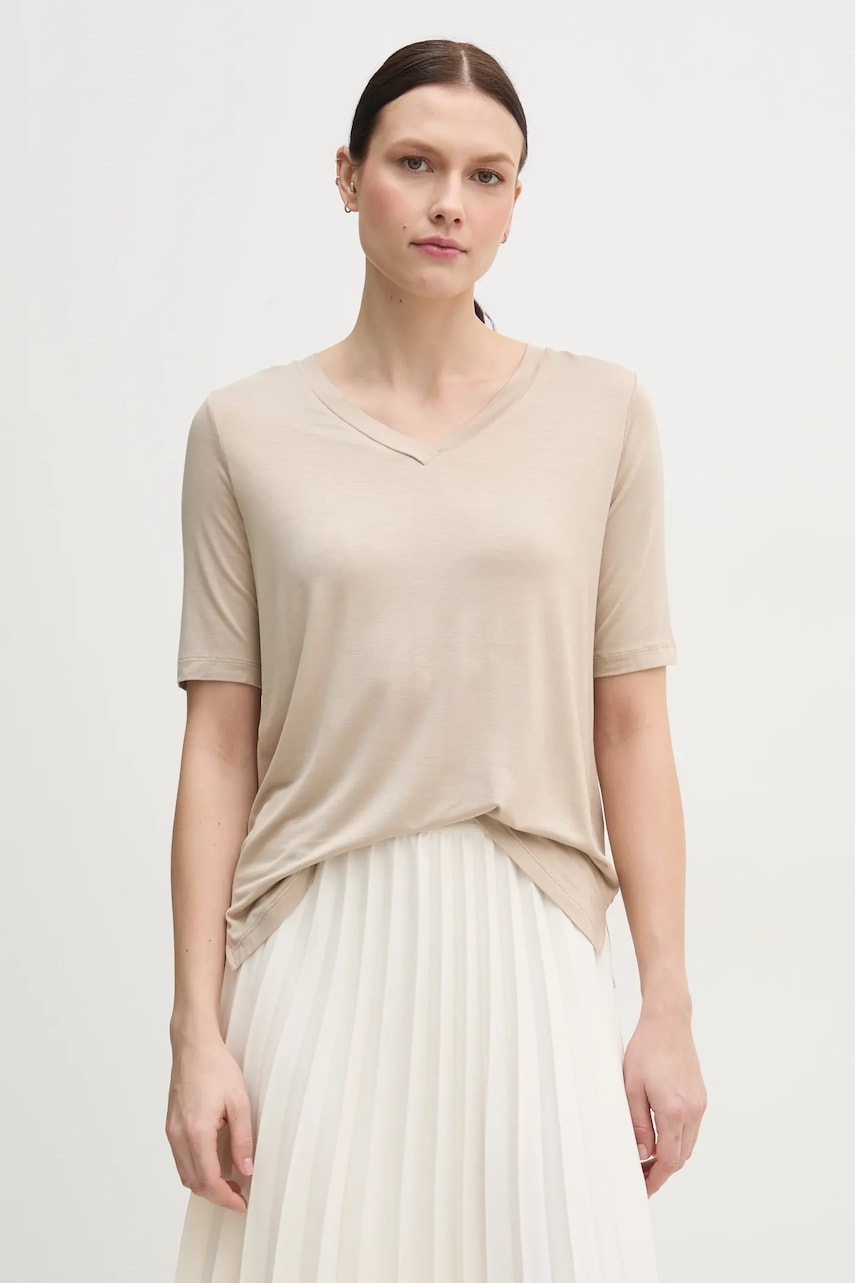 United Colors of Benetton tricou femei, culoarea bej, 3Z12D401G