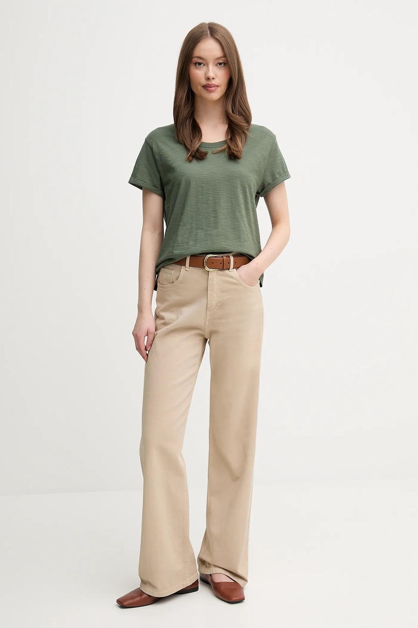 Хлопковая футболка United Colors of Benetton цвет зелёный 3BVXD109F