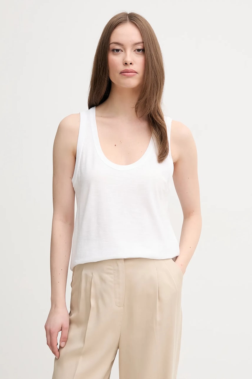 United Colors of Benetton top din bumbac culoarea alb, 3BVXDH00Z United Colors of Benetton top din bumbac culoarea alb, 3BVXDH00Z