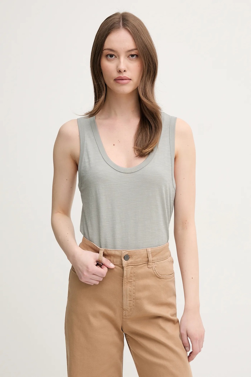 United Colors of Benetton top din bumbac culoarea gri, 3BVXDH00Z