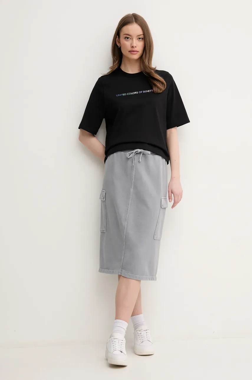 Хлопковая футболка United Colors of Benetton женская цвет чёрный 3BL0D109D Хлопковая футболка United Colors of Benetton женская цвет чёрный 3BL0D109D