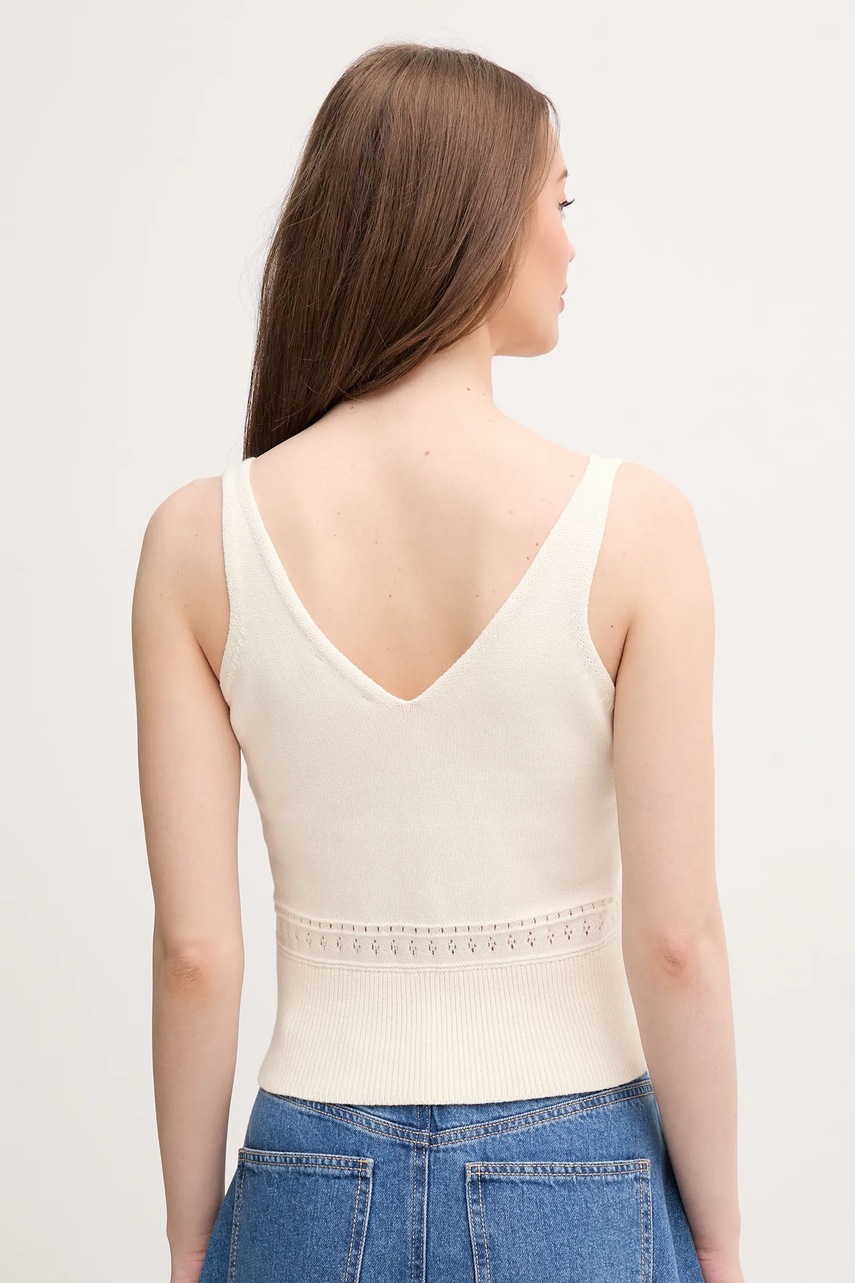 Βαμβακερό τοπ United Colors of Benetton χρώμα: μπεζ, 10C1EH01A φωτογραφία