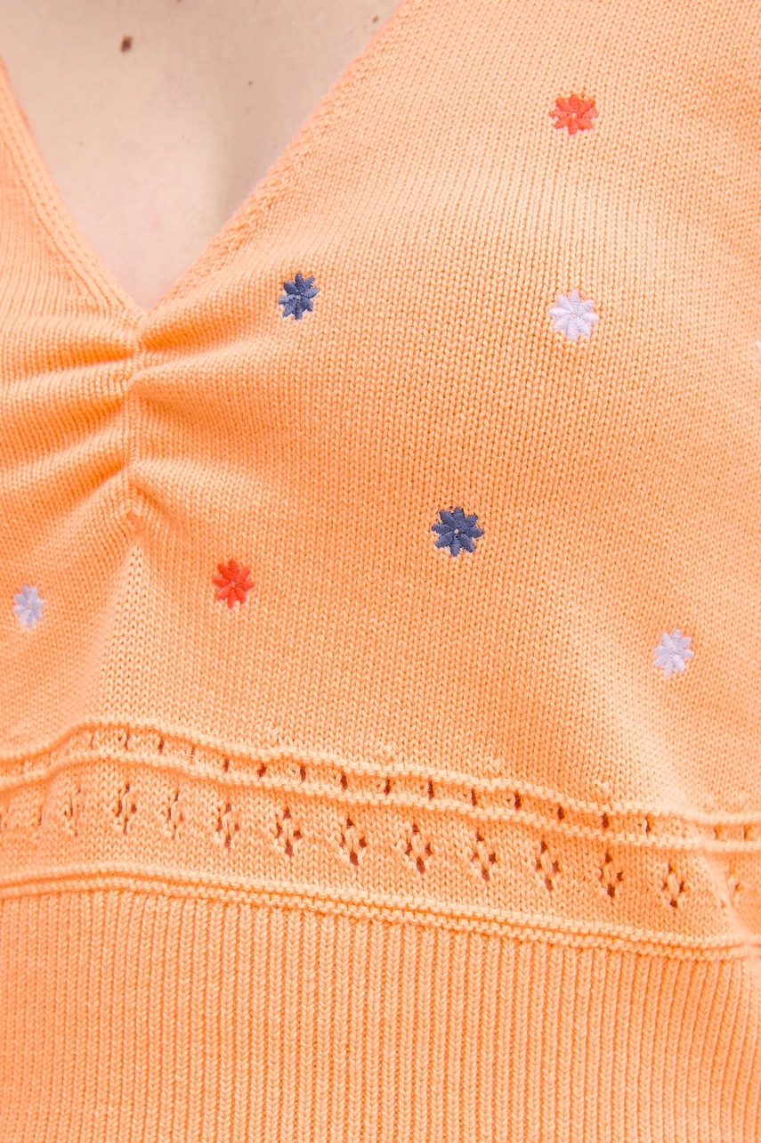 Βαμβακερό τοπ United Colors of Benetton χρώμα: πορτοκαλί, 10C1EH01A φωτογραφία