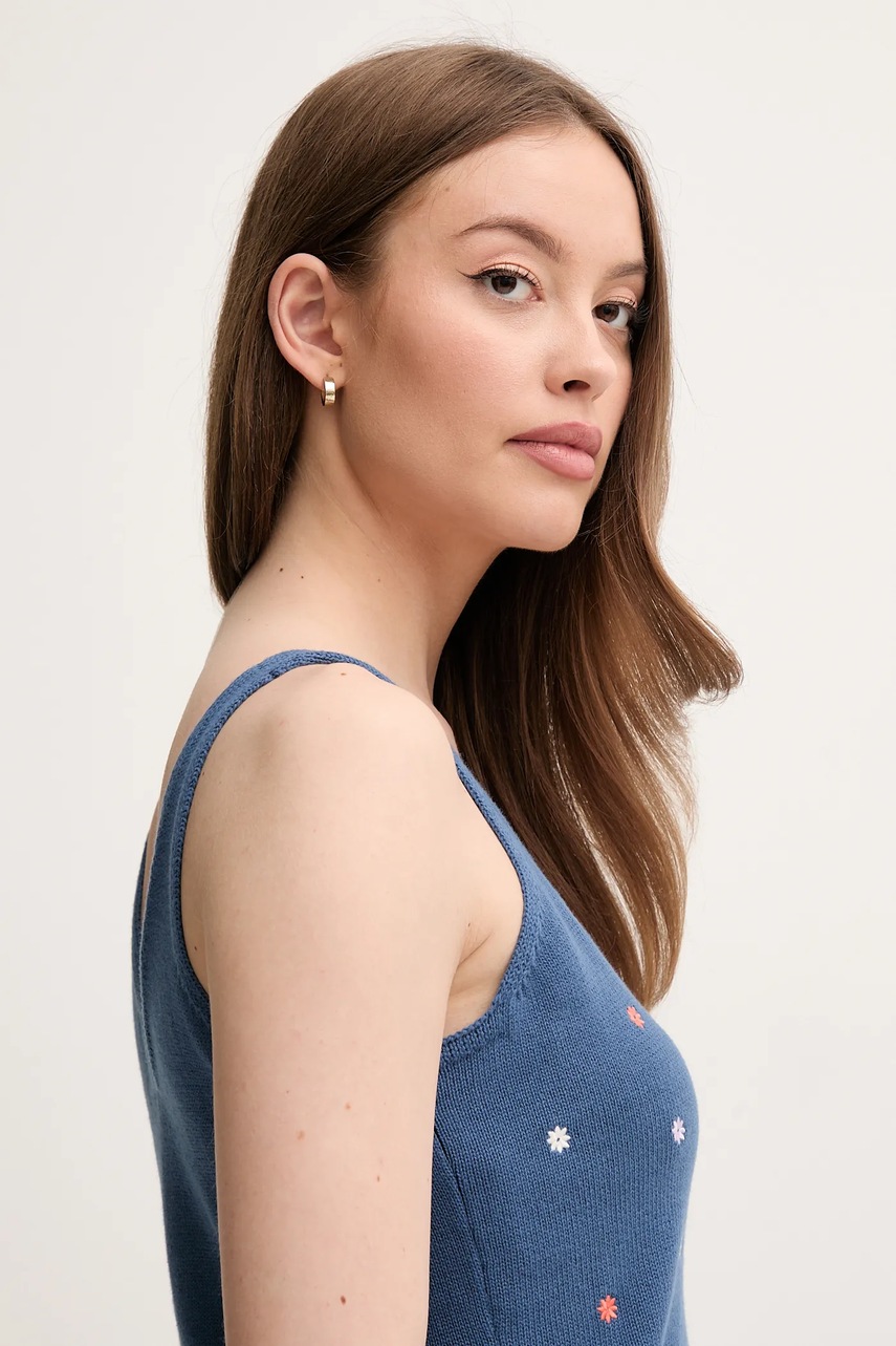 Βαμβακερό τοπ United Colors of Benetton χρώμα: ναυτικό μπλε, 10C1EH01A φωτογραφία