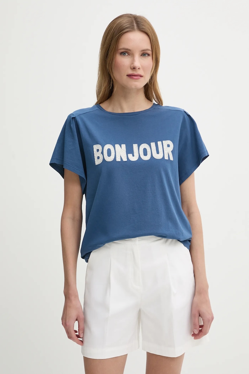 United Colors of Benetton tricou din bumbac culoarea bleumarin, 3LNSD109Z