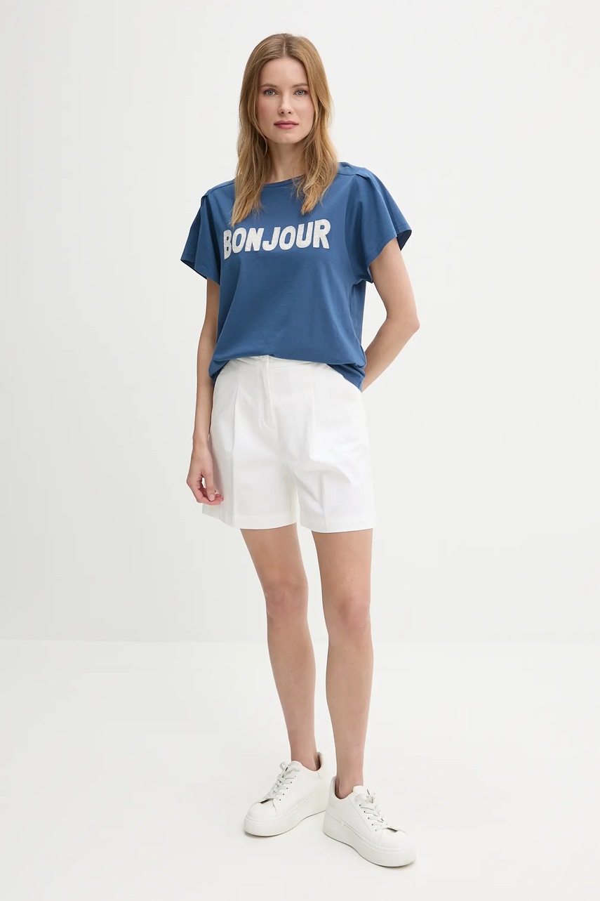 Хлопковая футболка United Colors of Benetton цвет синий 3LNSD109Z