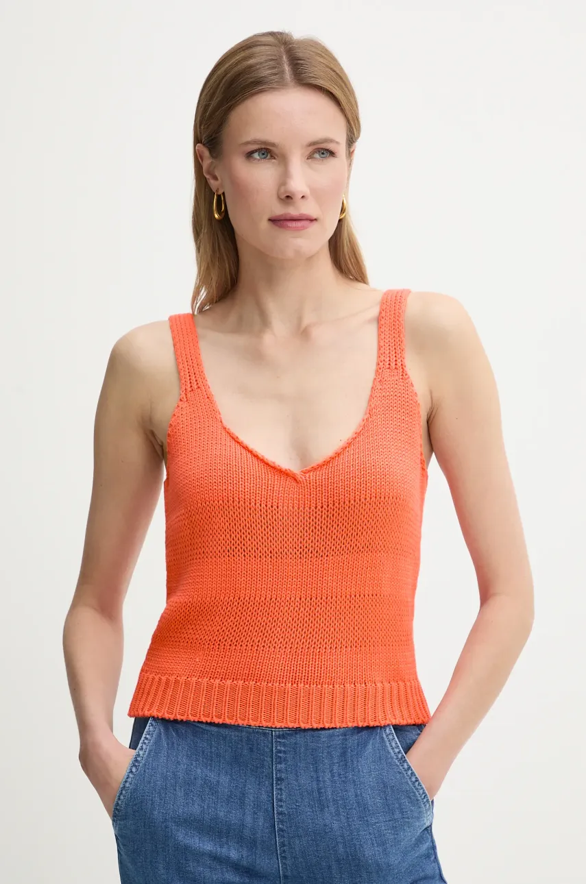 United Colors of Benetton top din bumbac culoarea portocaliu, 1898DH018