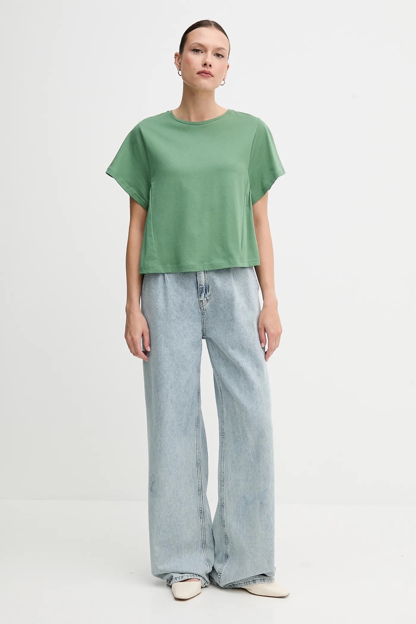 Хлопковая футболка United Colors of Benetton цвет зелёный 3U53D109U