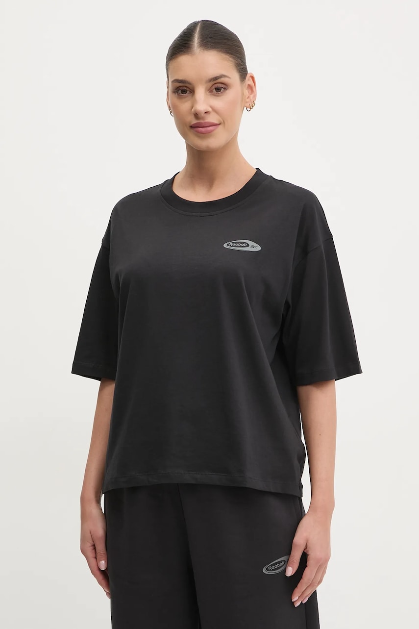 Reebok Classic tricou din bumbac femei, culoarea negru, 100214281 Reebok Classic tricou din bumbac femei, culoarea negru, 100214281