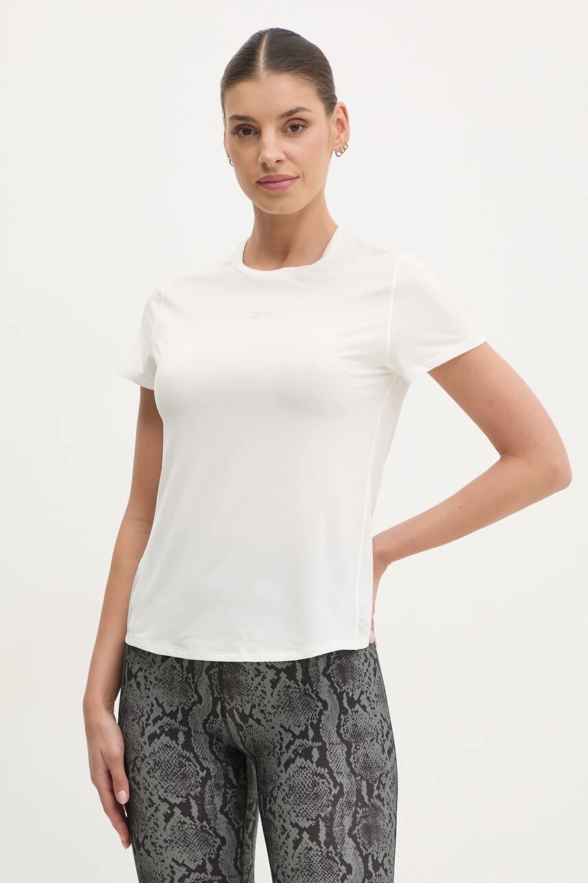 Reebok tricou Athletic femei, culoarea bej, 100214671