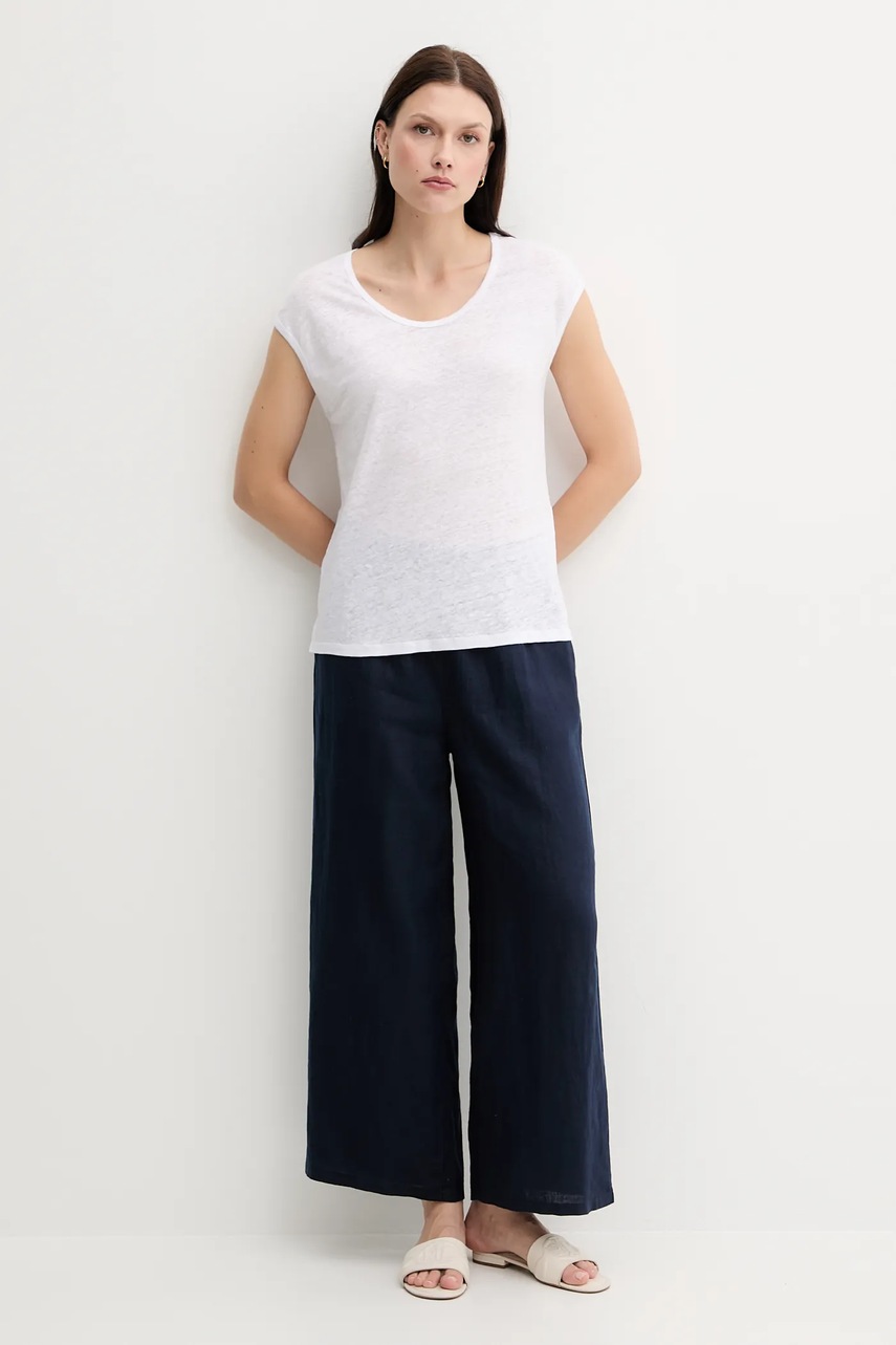 Льняная футболка United Colors of Benetton цвет белый 37UJE16B1