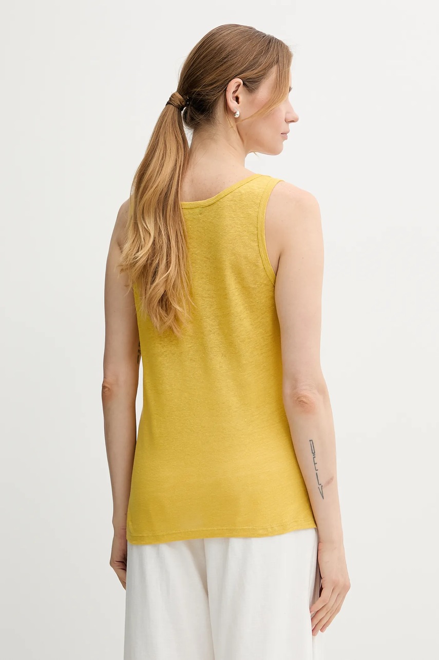 Льняной топ United Colors of Benetton цвет жёлтый 37UJE8398