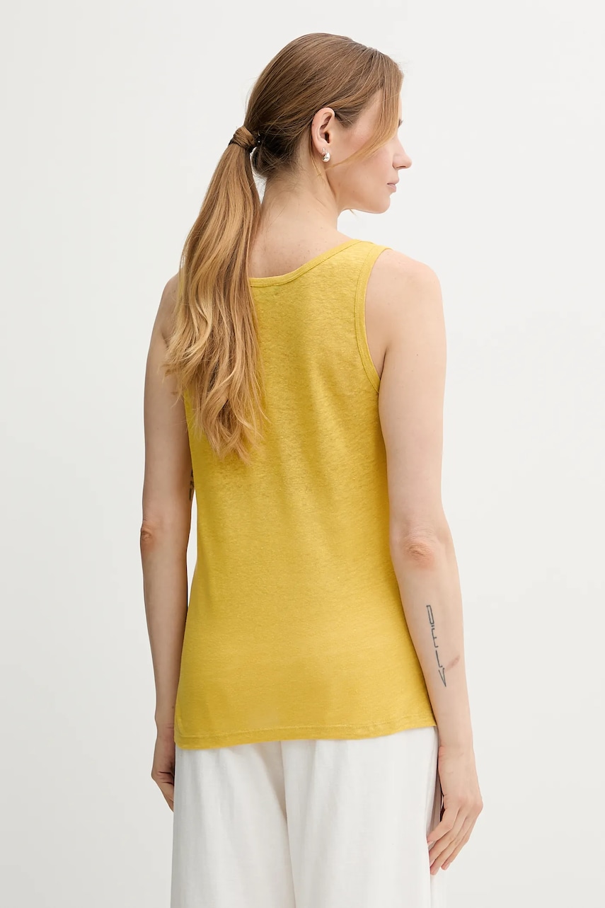Льняной топ United Colors of Benetton цвет жёлтый 37UJE8398 Льняной топ United Colors of Benetton цвет жёлтый 37UJE8398