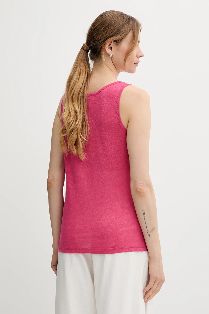 Льняной топ United Colors of Benetton цвет розовый 37UJE8398