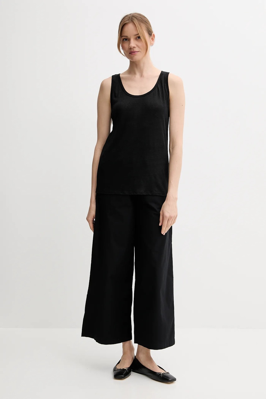 Льняной топ United Colors of Benetton цвет чёрный 37UJE8398