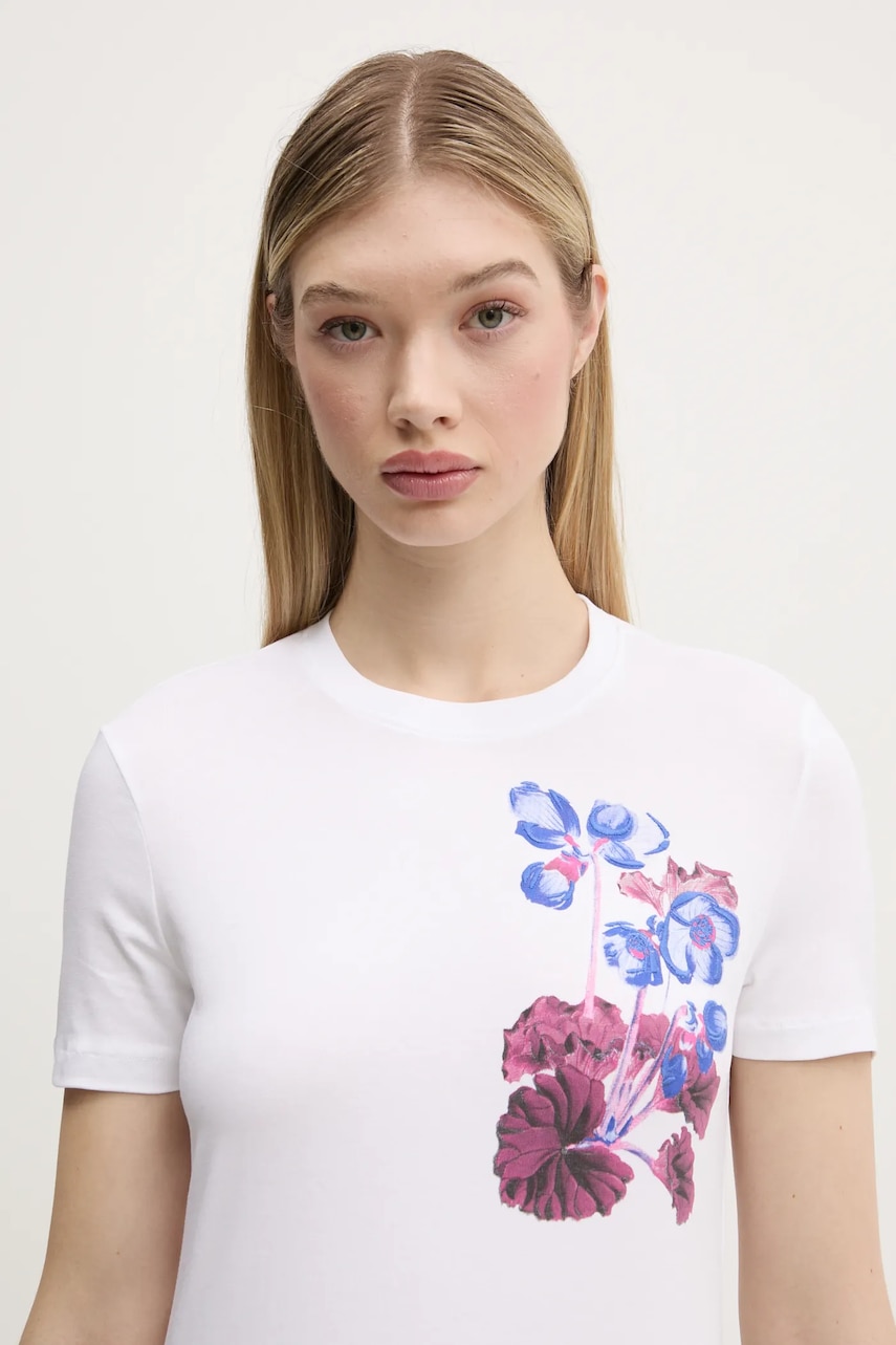 Desigual tricou BOTANICAL LA femei, culoarea alb, 25SWTK48