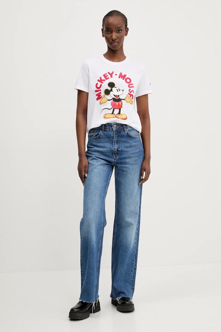 Хлопковая футболка Desigual MICKEY MOUSE женская цвет белый 25SWTKAI Хлопковая футболка Desigual MICKEY MOUSE женская цвет белый 25SWTKAI