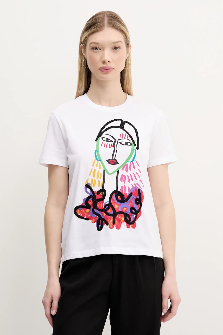 Desigual tricou din bumbac MISURI femei, culoarea alb, 25SWTKA9 Desigual tricou din bumbac MISURI femei, culoarea alb, 25SWTKA9