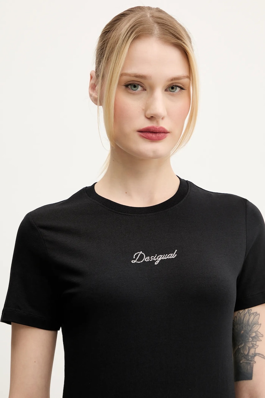 Desigual tricou PARANÁ femei, culoarea negru, 25SWTK15 Desigual tricou PARANÁ femei, culoarea negru, 25SWTK15