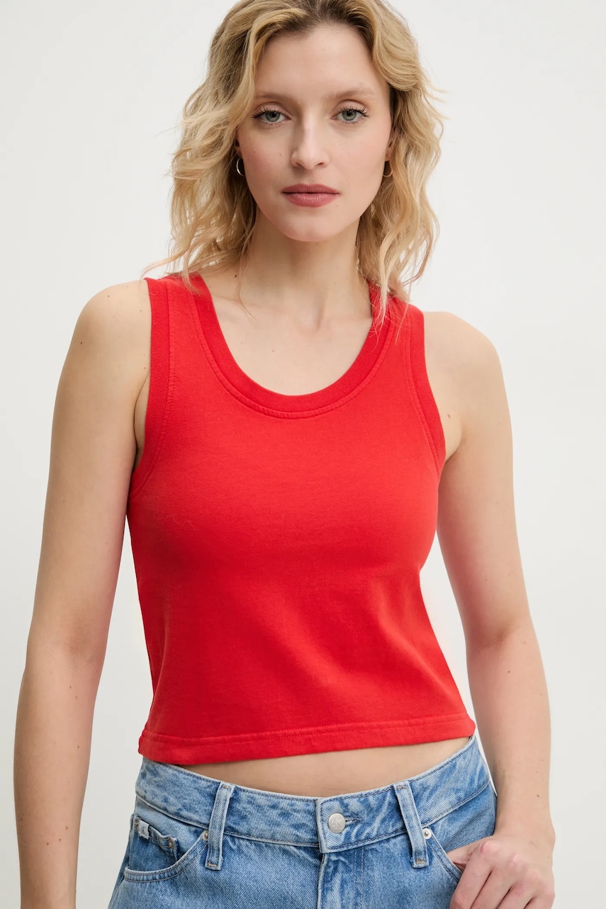 American Vintage top din bumbac culoarea rosu, FAZ01AE25