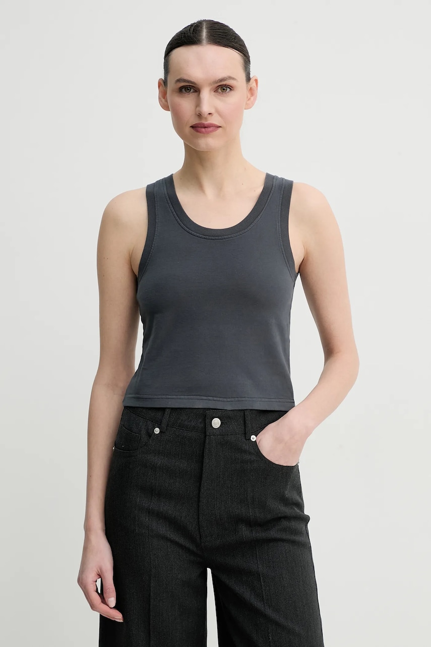American Vintage top din bumbac culoarea gri, FAZ01AE25