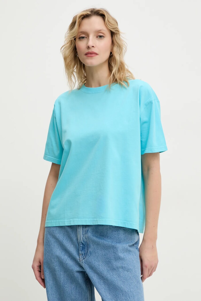 American Vintage tricou din bumbac femei, culoarea turcoaz, FIZ02AE25