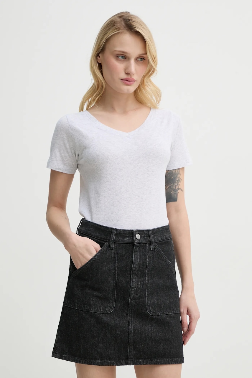 American Vintage tricou din bumbac femei, culoarea gri, GAMI02DE25 American Vintage tricou din bumbac femei, culoarea gri, GAMI02DE25