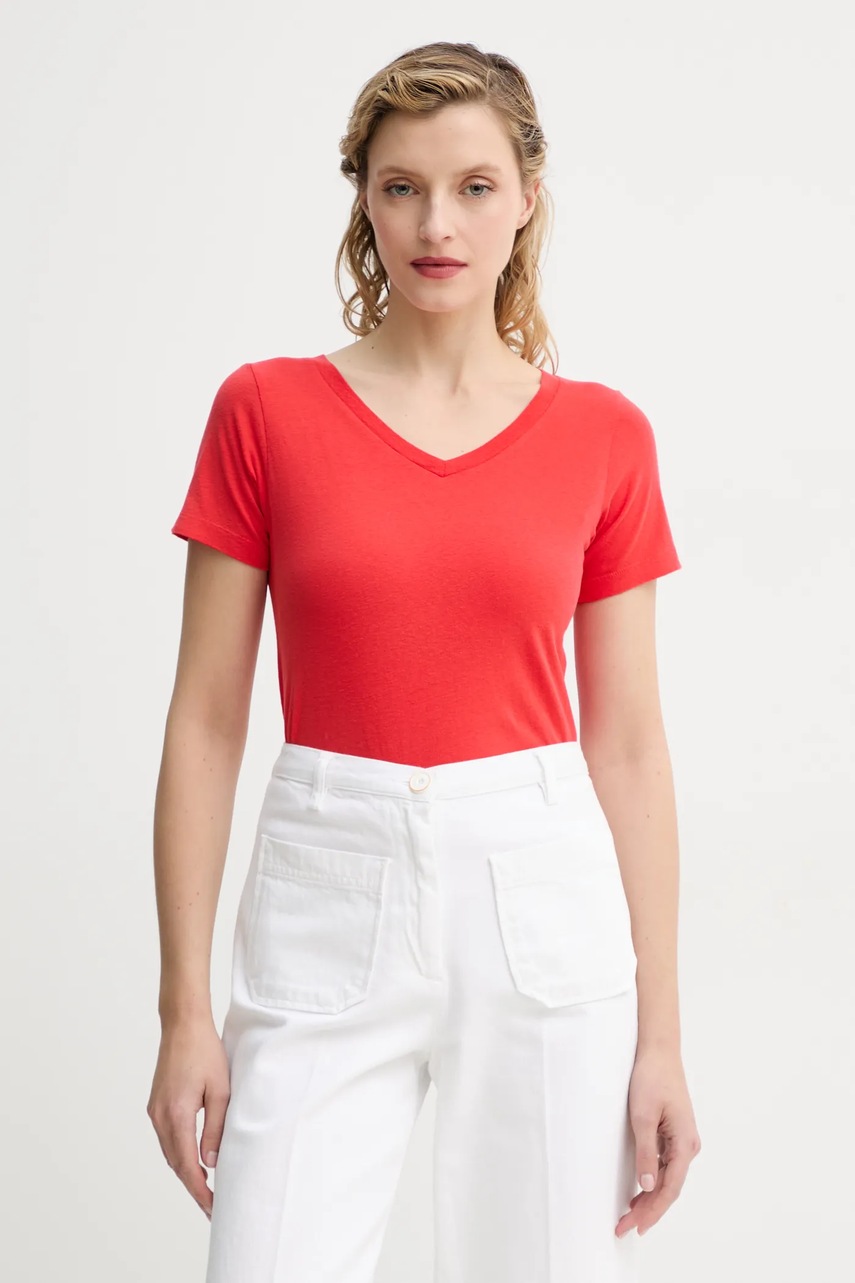 American Vintage tricou din bumbac femei, culoarea rosu, GAMI02DE25