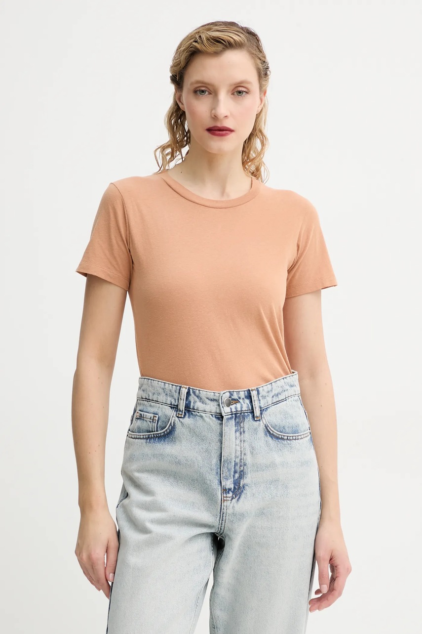 American Vintage tricou din bumbac femei, culoarea maro, GAMI21E25