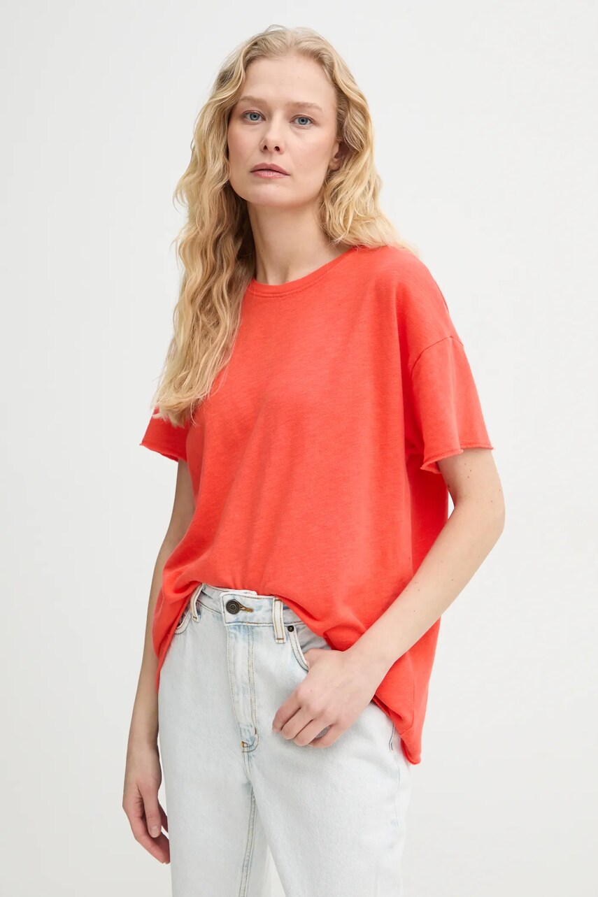 American Vintage tricou din bumbac femei, culoarea portocaliu, SON02FGE25