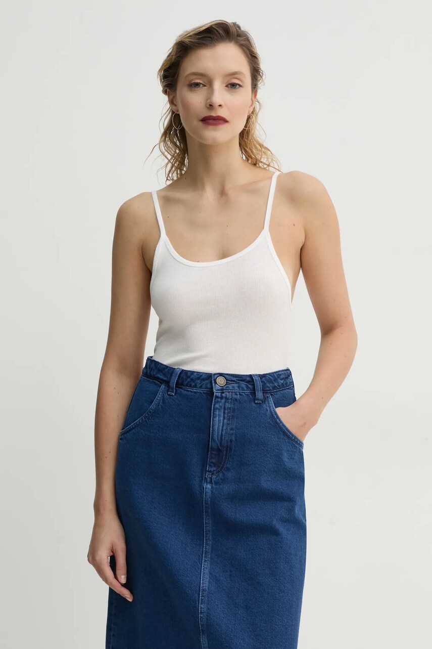 American Vintage top din bumbac culoarea alb, SUL01BE25